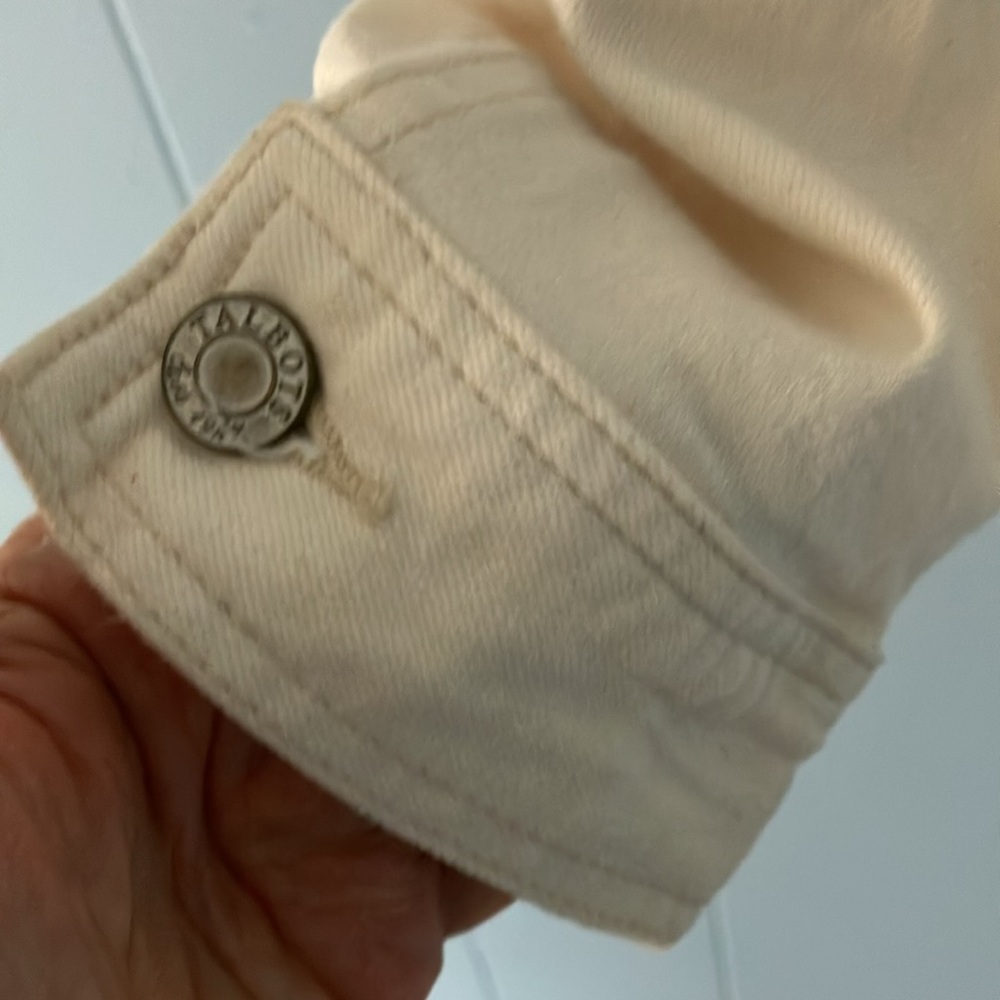 Talbots W 1X Off White Denim Jean Jacket with Ruffle Detail Classic Durable - Picture 6 of 9